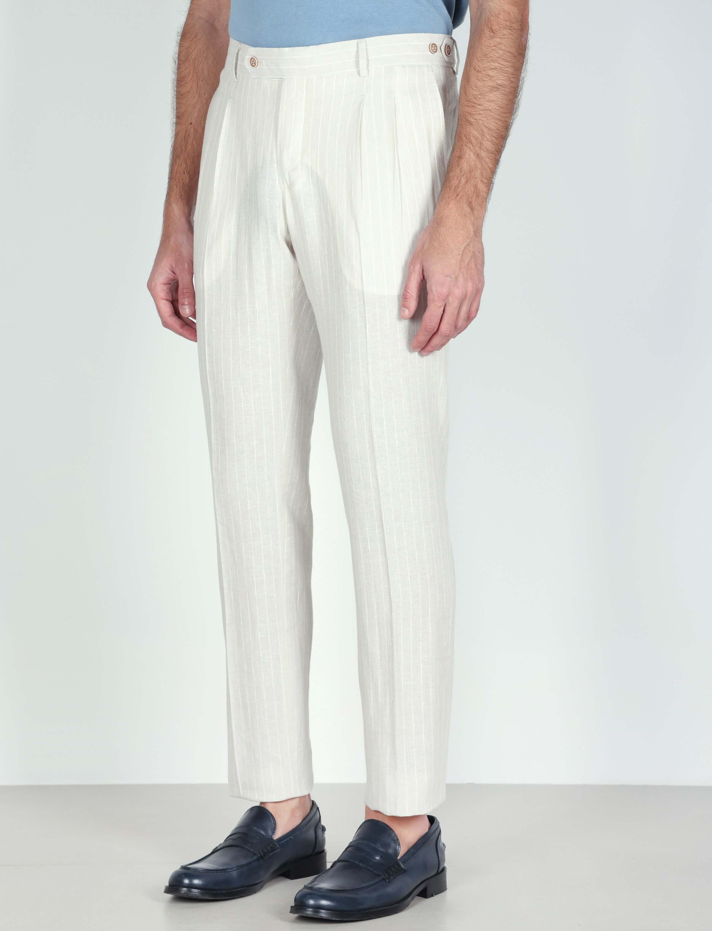 Pantaloni in lino a righe - Image 7