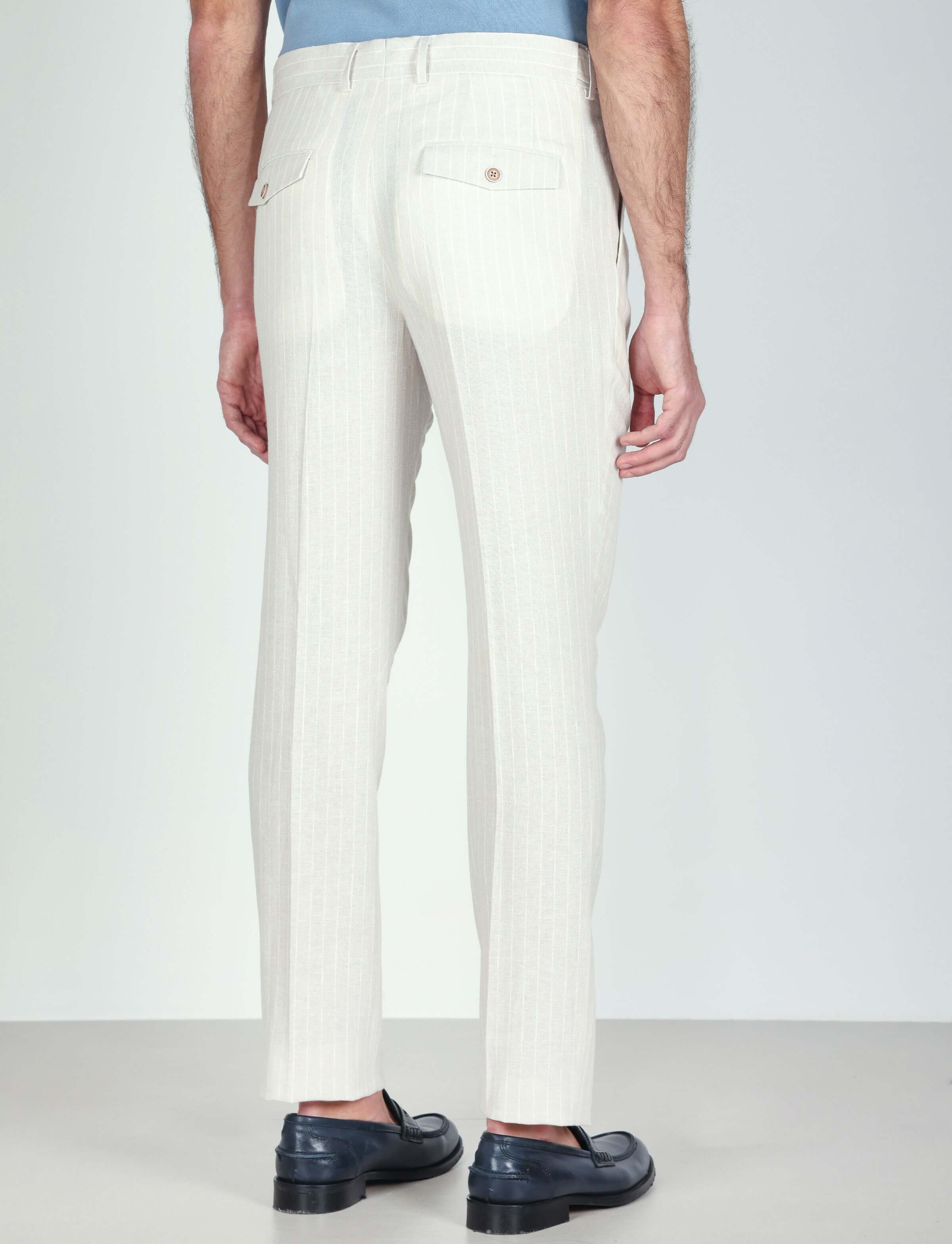 Pantaloni in lino a righe - Image 9