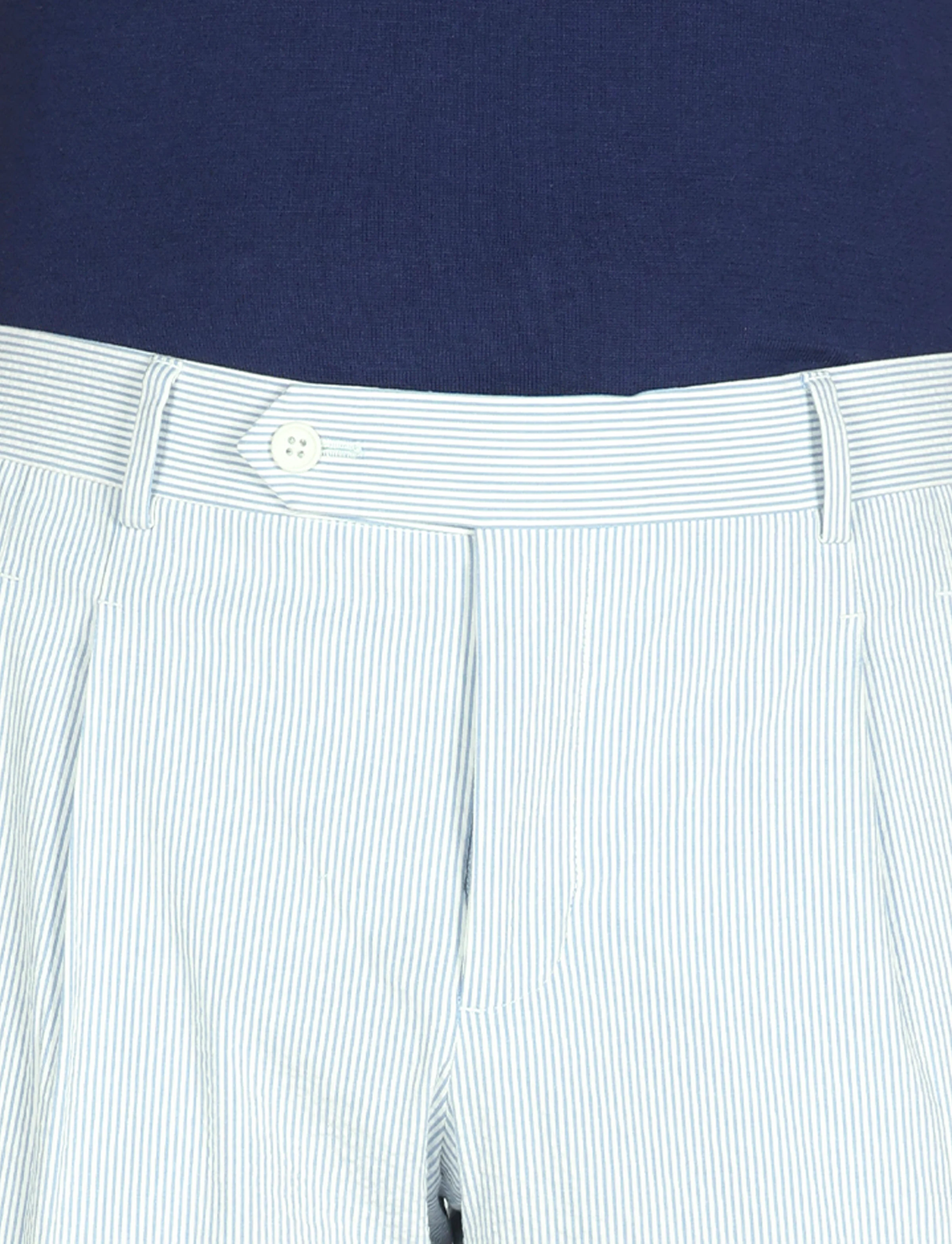 Pantaloni a righe in cotone goffrato con pinces - Image 7