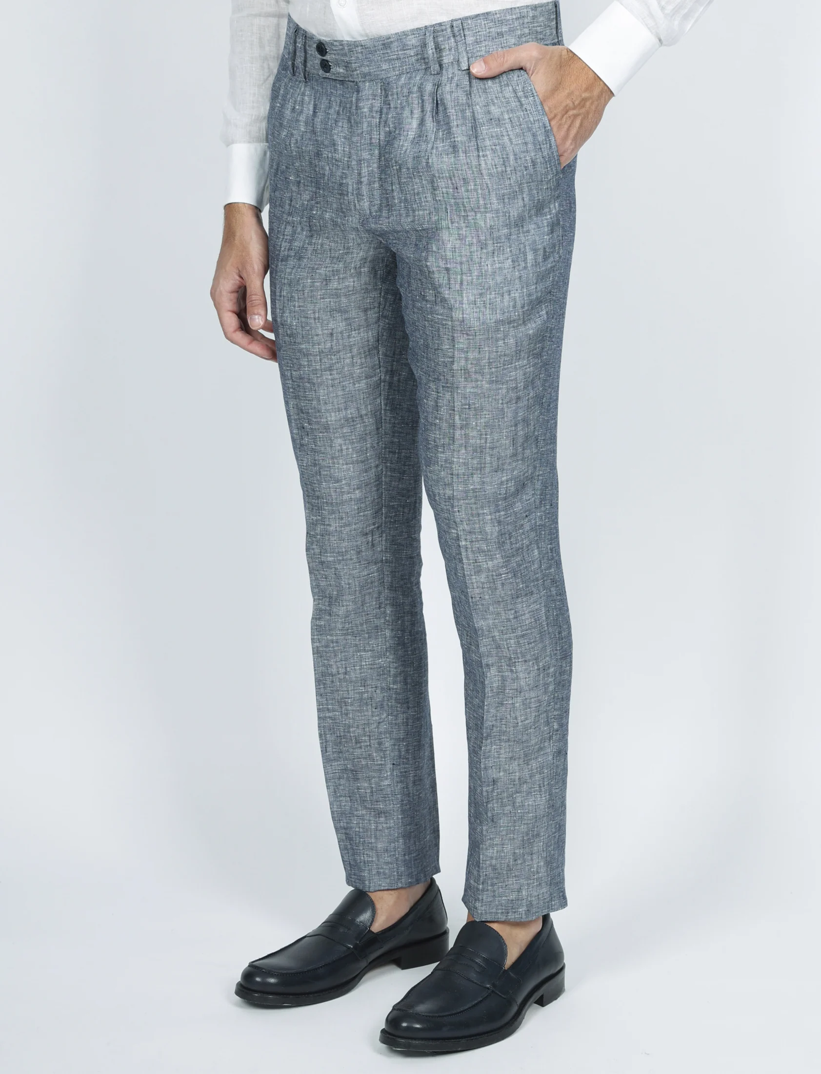 Pantaloni in lino melange con doppia pence - Image 16