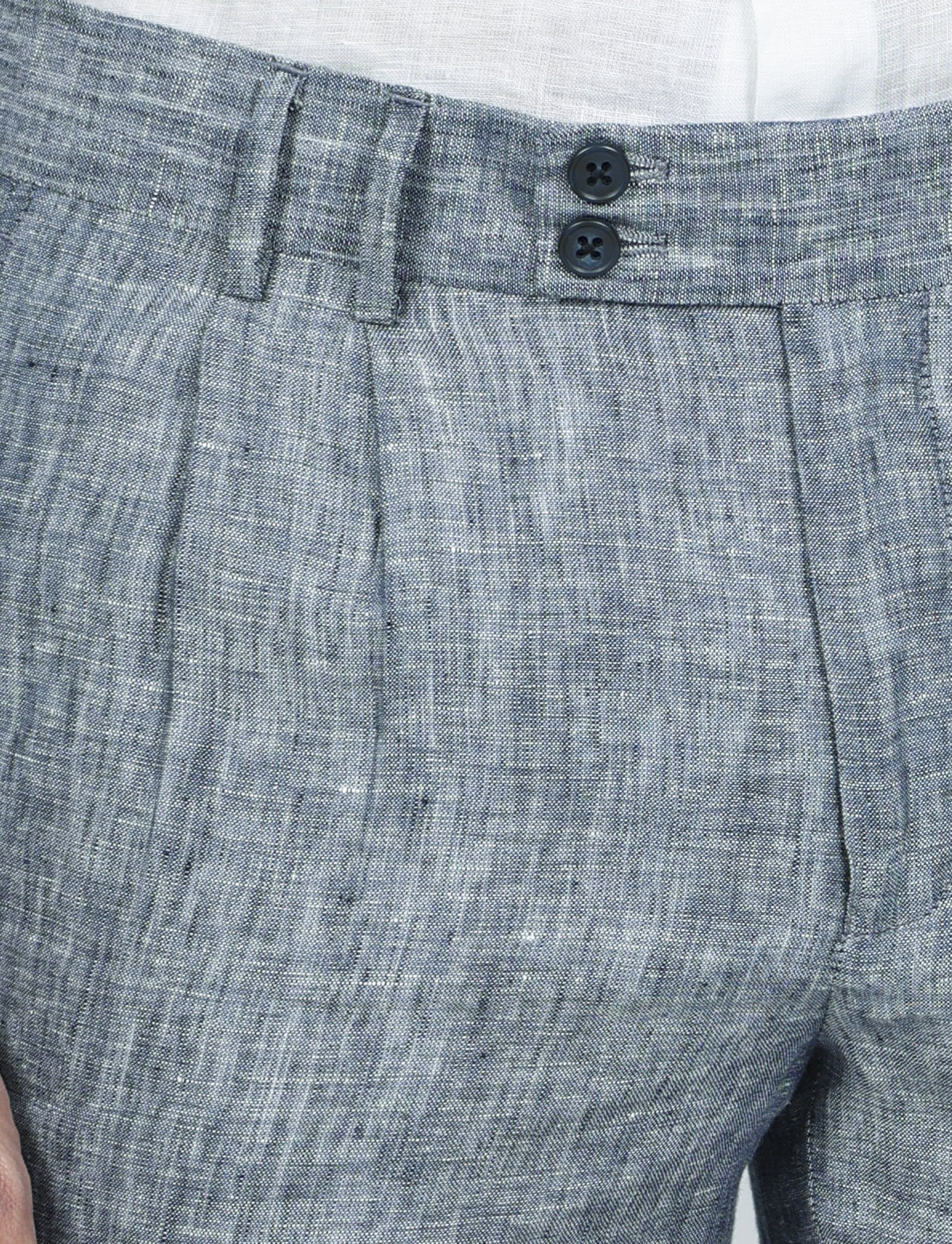 Pantaloni in lino melange con doppia pence - Image 17