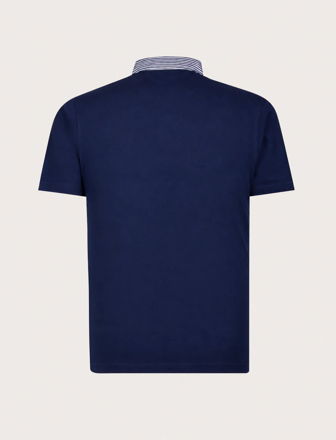 Polo in cotone con colletto goffrato a righe - Image 3