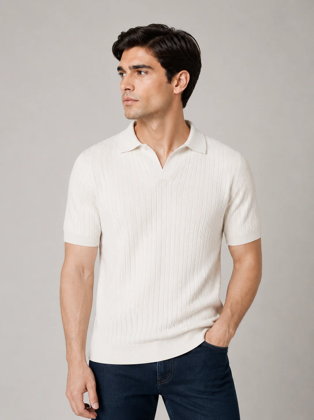 Polo in cotone derby a trecce - Image 10