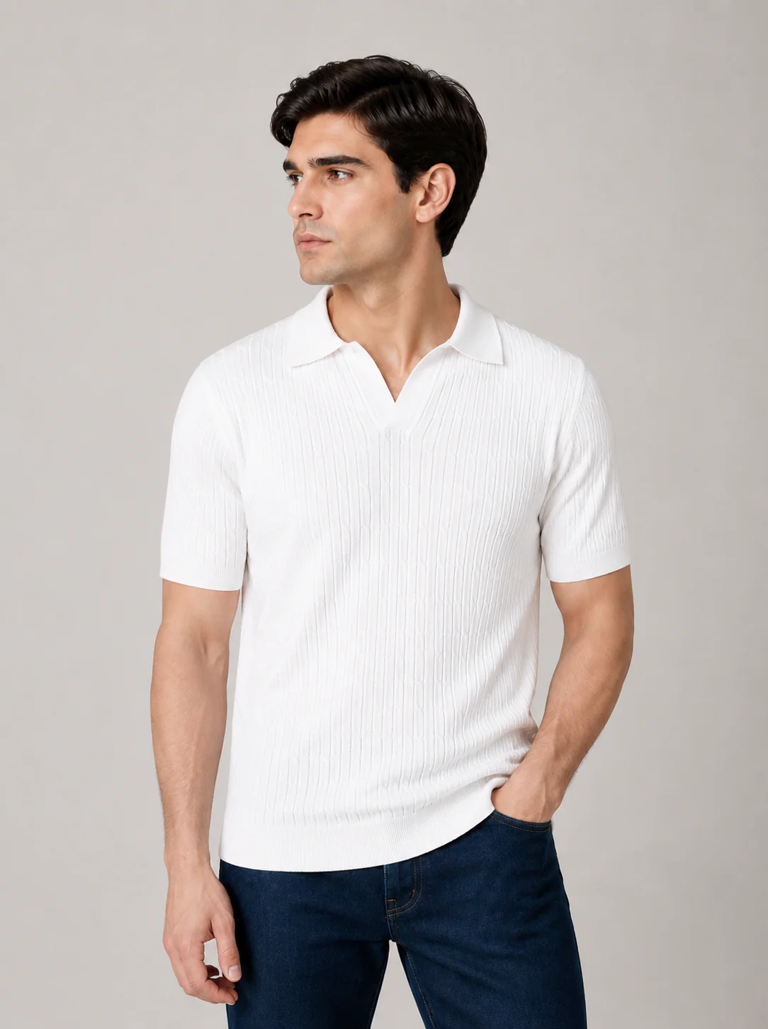 Polo in cotone derby a trecce - Image 4