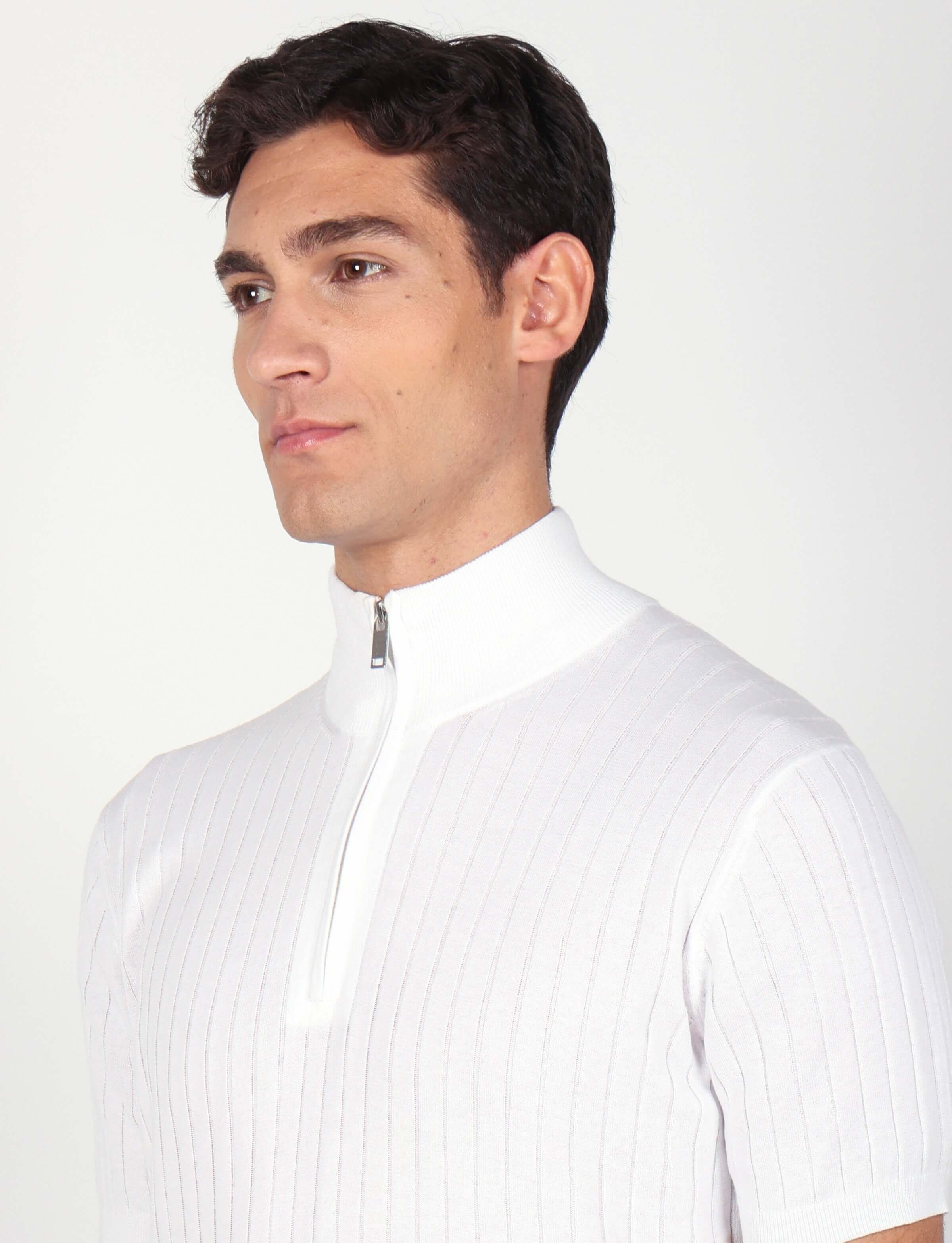 Maglia mezza zip in cotone a coste - Image 10