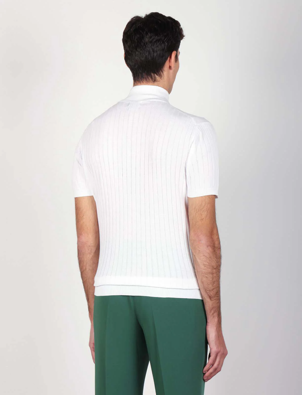 Maglia mezza zip in cotone a coste - Image 12
